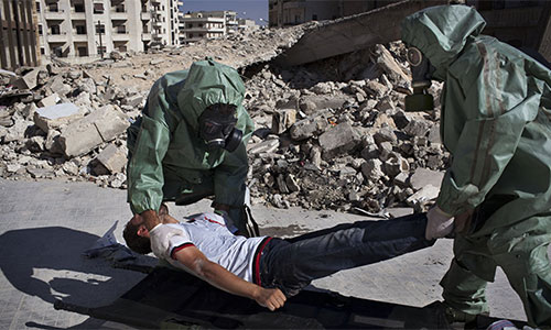 montaje de un ataque químico Terroristas planean ejecutar ataques químicos reales en Siria